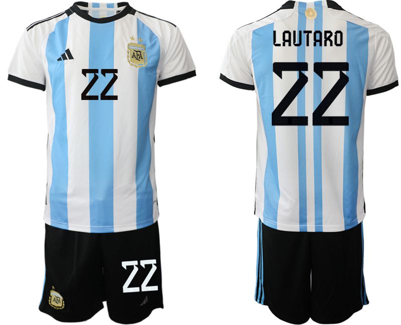 Cheap Men 2022 World Cup National Team Argentina home white 22 Soccer Jerseys